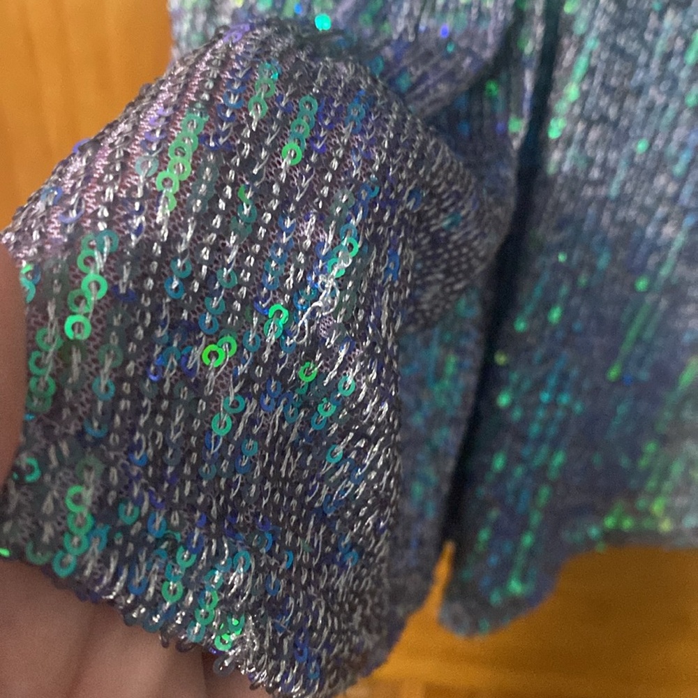 VS teal and purple sequin sparkly night gown slip dress. Size large NWOT - Picture 4 of 7